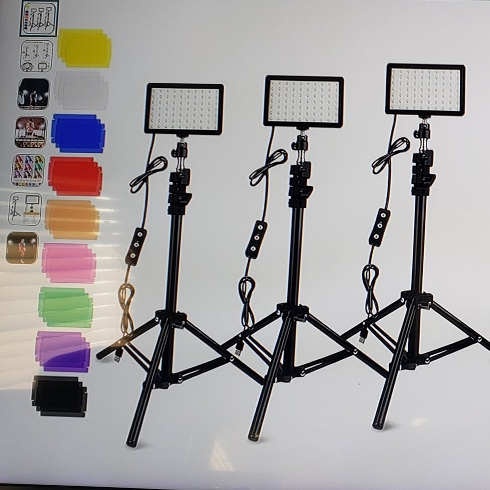 3 Pack Adjustable Tripods with Color Filters Brand New Open Box Only